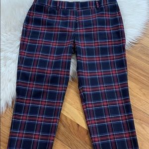 EUC Women’s Talbots Hampshire Ankle Straight Leg Navy/Red Plaid Pants.